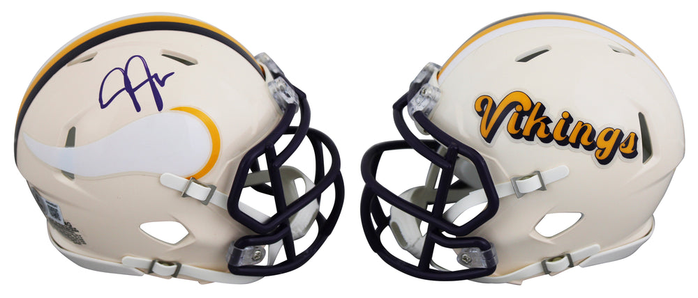 Vikings Justin Jefferson Authentic Signed Retro Speed Mini Helmet BAS Witnessed