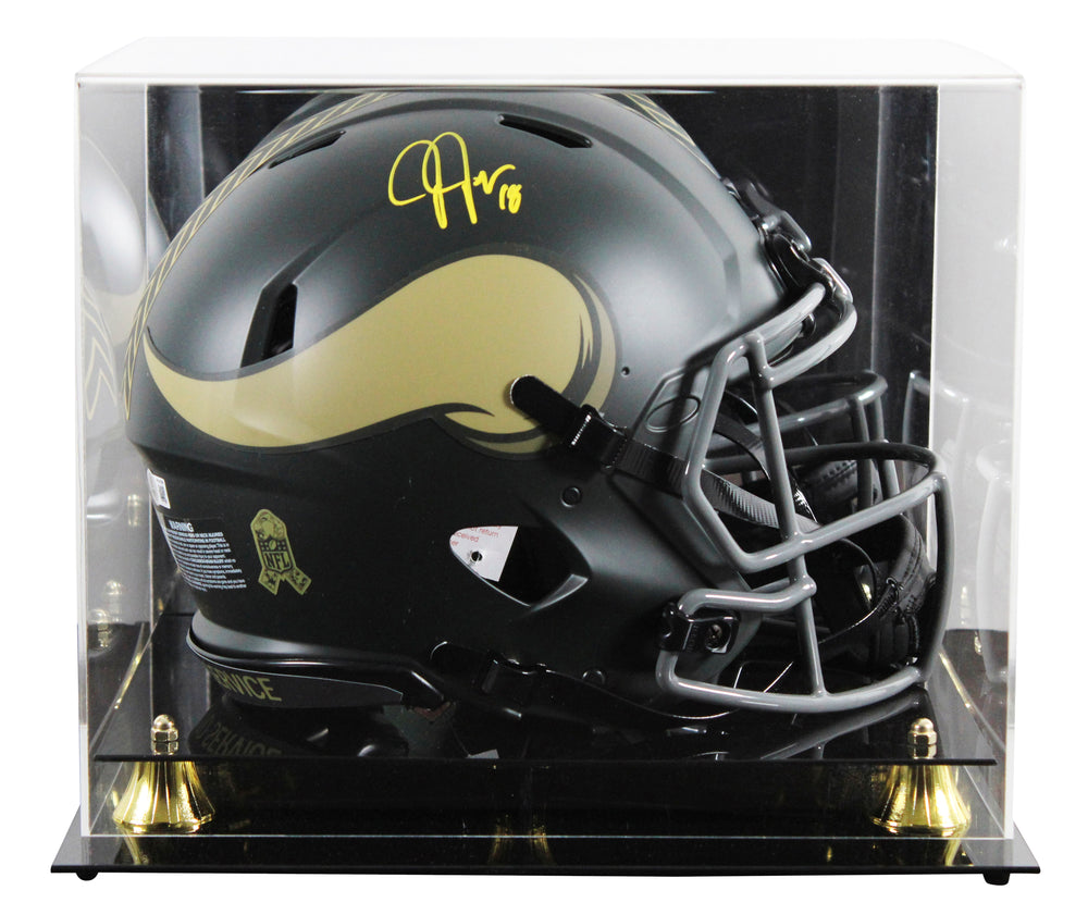 Vikings Justin Jefferson Signed STS IV F/S Speed Proline Helmet W/ Case BAS Wit