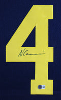 Michigan Nico Collins Signed Navy Blue Pro Style Framed Jersey BAS Witnessed