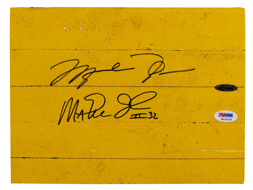 Michael Jordan & Magic Johnson Authentic Signed 8x10 Forum Floorboard PSA & UDA