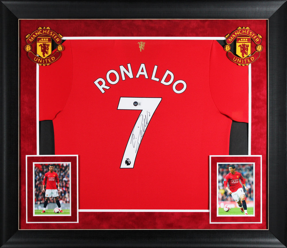 Manchester United Cristiano Ronaldo Signed Red Adidas Framed Jersey BAS #AB65115