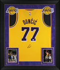 Lakers Luka Doncic Signed Yellow Nike Swingman Framed Jersey JSA #ZZ49680