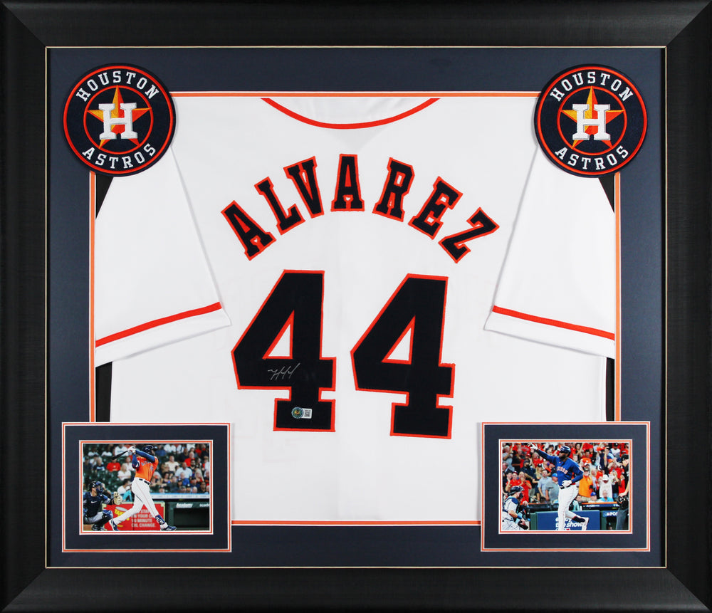 Yordan Alvarez Authentic Signed White Pro Style Framed Jersey BAS Witnessed