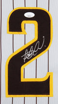 Fernando Tatis Jr. Authentic Signed Grey Pinstripe Pro Style Framed Jersey JSA