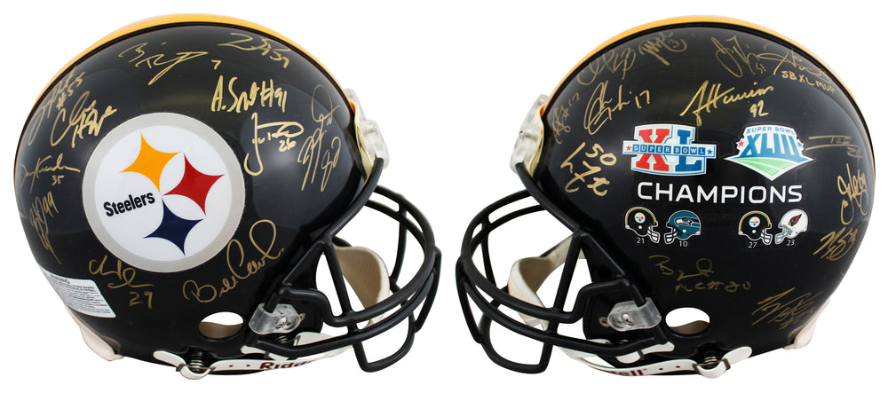 Steelers XL & XLIII SB Team (27) Signed VSR4 Full Size Proline Helmet Fanatics