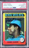 Brewers Hank Aaron Signed 1975 Topps #660 Card Auto Grade Mint 9! PSA/DNA Slab