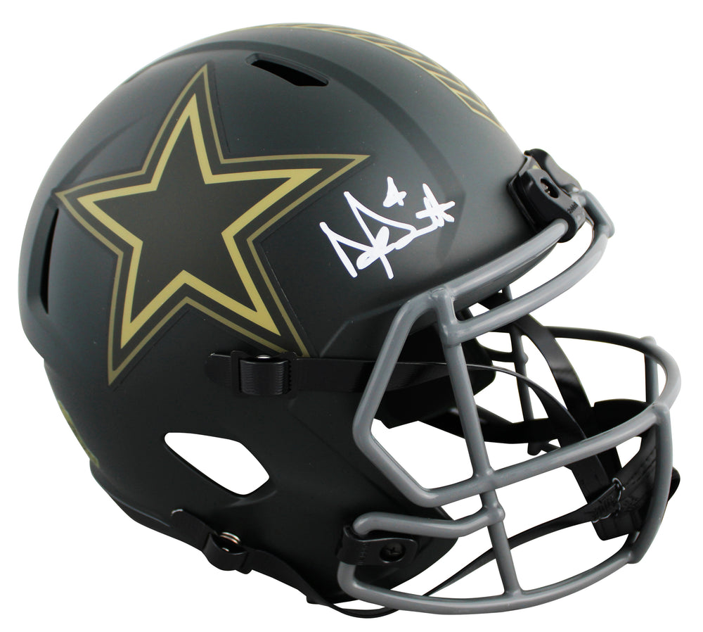 Cowboys Dak Prescott Signed STS IV Full Size Speed Rep Helmet BAS Witnessed
