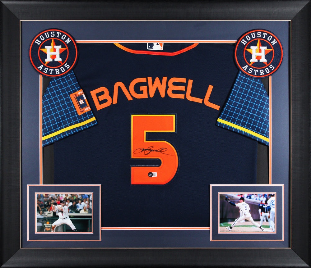 Jeff Bagwell Authentic Signed Navy Space City Framed Jersey BAS #BH24144