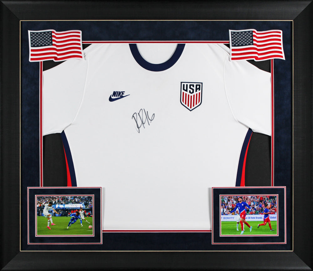 Ricardo Pepi Team USA Signed White Nike Framed Jersey BAS Witnessed #WS08485