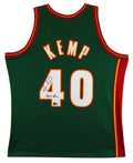 Sonics Shawn Kemp "Reign Man" Signed Green M&N 1995-96 HWC Swingman Jersey BAS W
