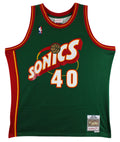 Sonics Shawn Kemp "Reign Man" Signed Green M&N 1995-96 HWC Swingman Jersey BAS W