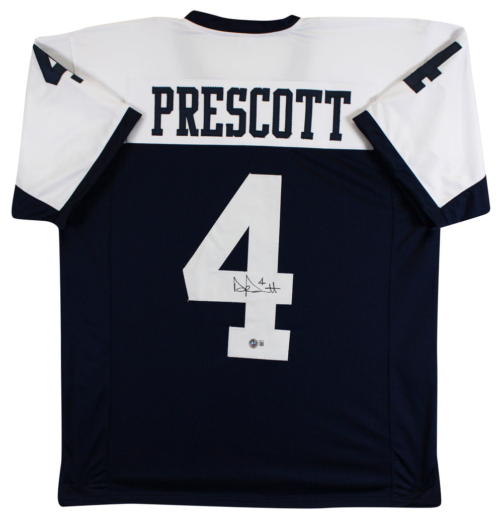 Dak Prescott Authentic Signed Navy Thanksgiving Pro Style Jersey BAS Witnessed