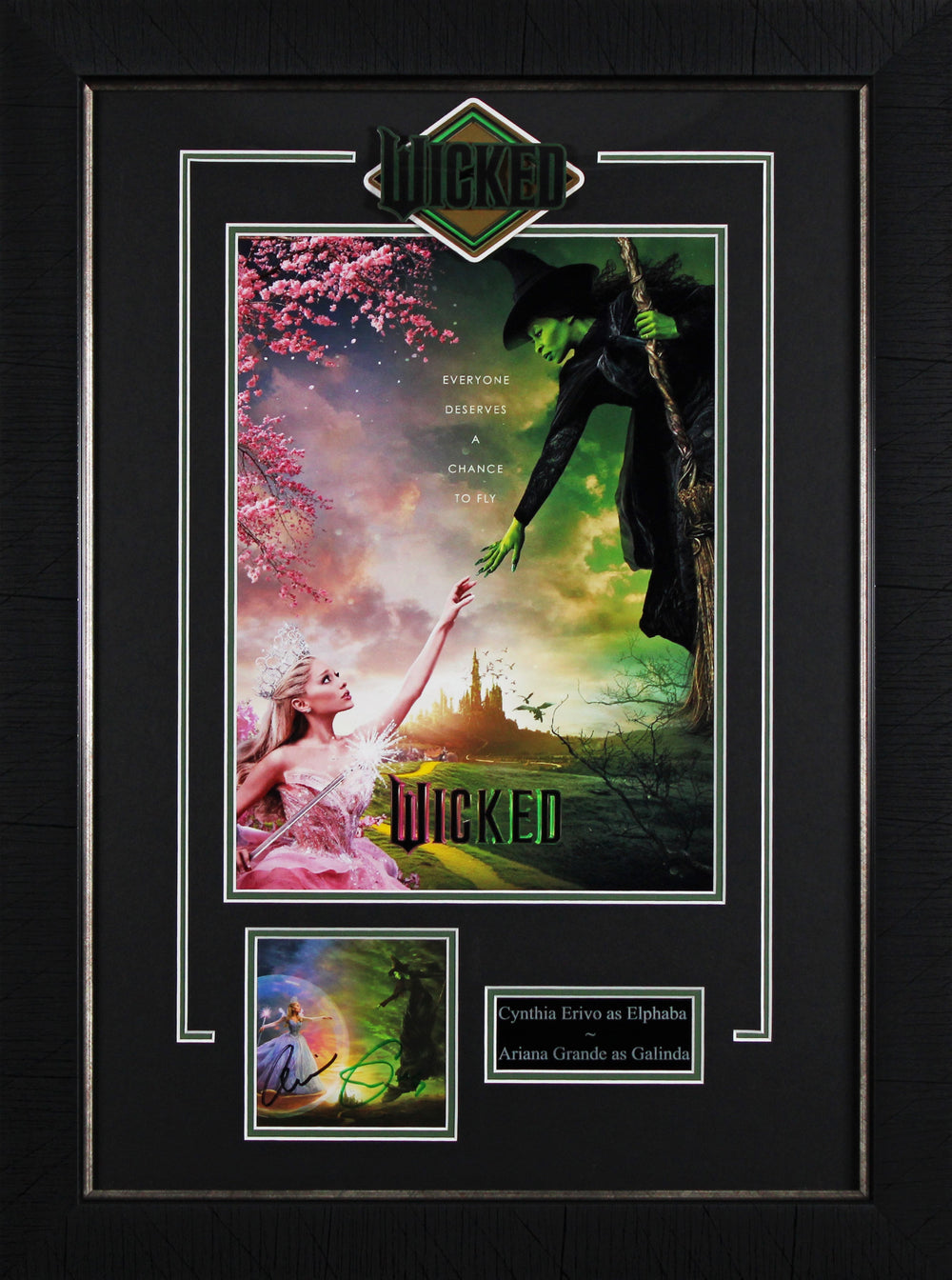 Ariana Grande & Cynthia Erivo Authentic Signed & Framed Wicked Cd Cover BAS LOA