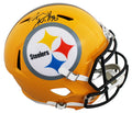 Steelers T.J. Watt Signed Yellow Full Size Speed Rep Helmet W/ Case BAS Witness