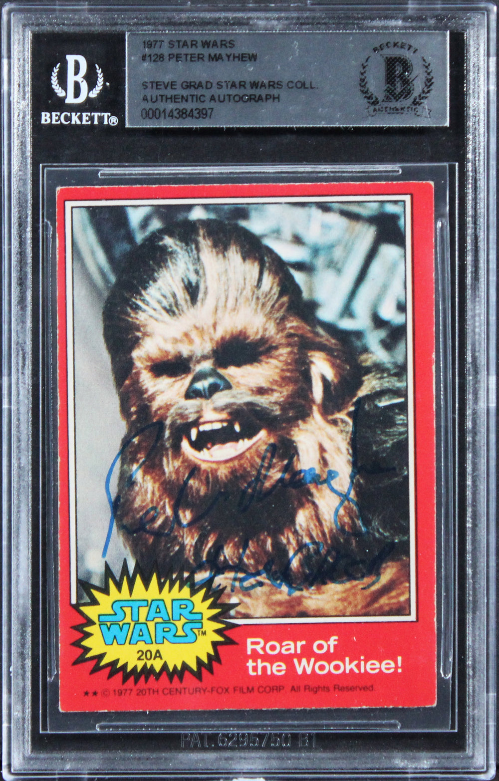 Peter Mayhew Star Wars "Chewbacca" Signed 1977 Star Wars #128 Card BAS Slabbed