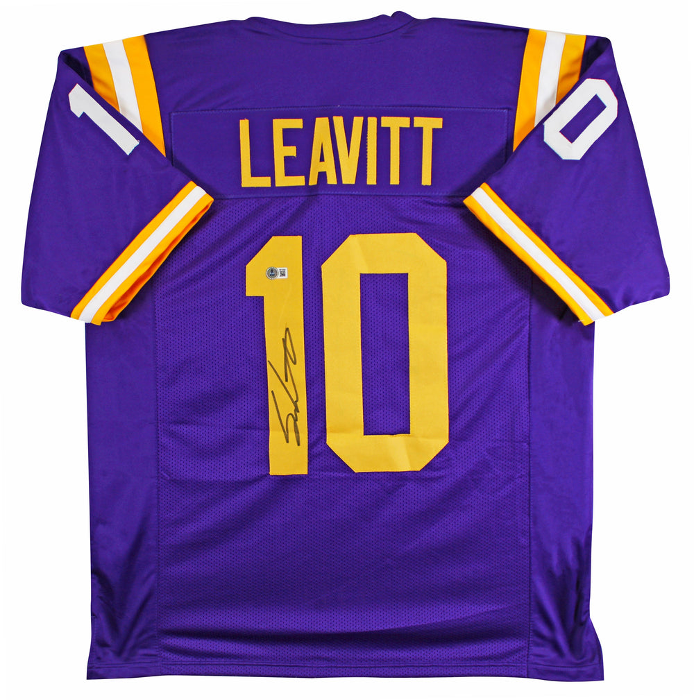LSU Sam Leavitt Authentic Signed Alternate Purple Pro Style Jersey BAS Witnessed