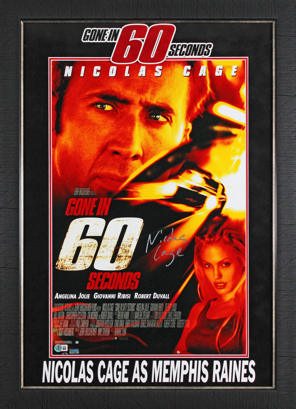 Nicolas Cage Gone in 60 Seconds Authentic Signed Framed 16x24 Photo BAS