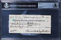 Annie Oakley Signed 6.25x2.75 National Newark Check Dated July 5, 1926 BAS Slab