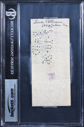 Annie Oakley Signed 6.25x2.75 National Newark Check Dated July 5, 1926 BAS Slab