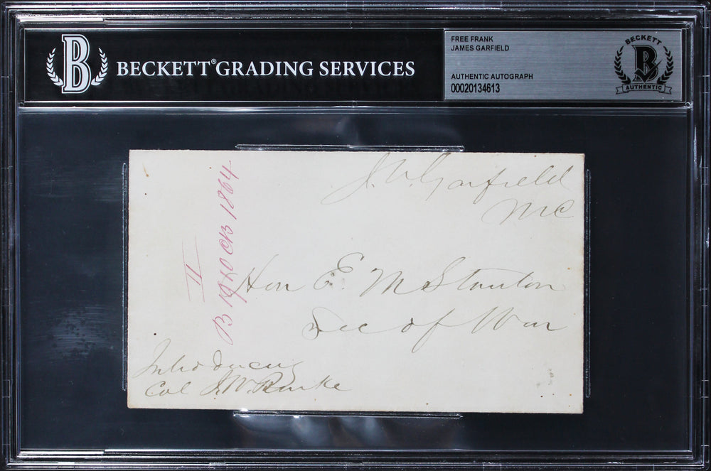 James Garfield Authentic Signed 5.75x3.25 Free Frank Autographed BAS Slabbed