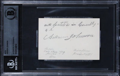 Andrew Johnson Authentic Signed 3.75x2.5 Undated Handwritten Note BAS Slabbed