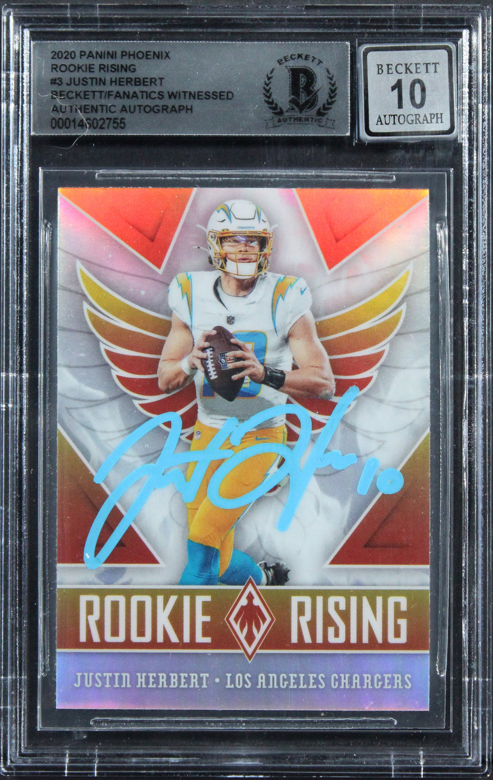 Chargers Justin Herbert Signed 2020 Panini Phoenix #3 RC Card Auto 10! BAS Slab