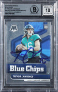 Jaguars Trevor Lawrence Signed 2021 Panini Mosaic #1 RC Card Auto 10! BAS Slab