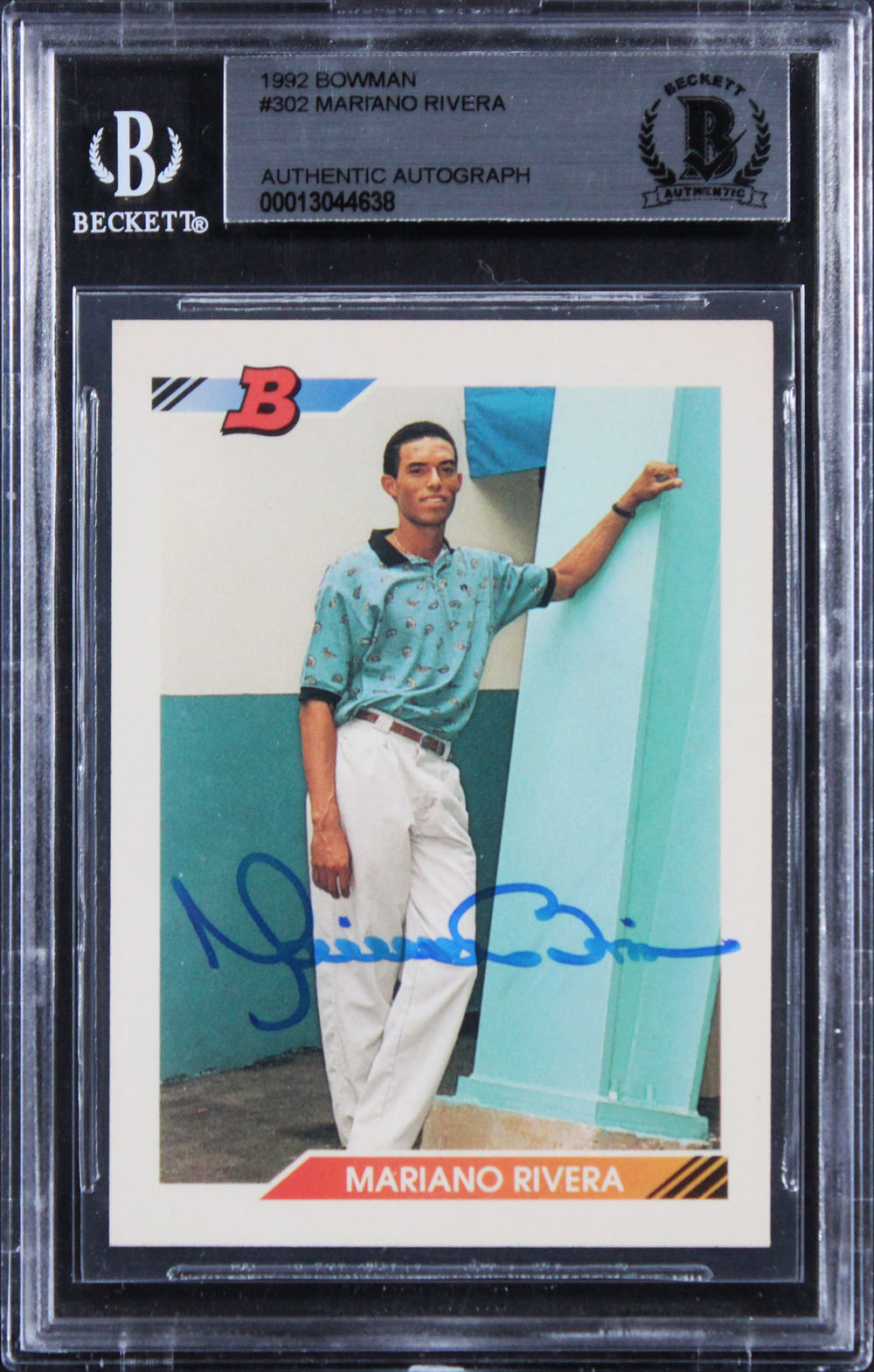 Yankees Mariano Rivera Authentic Signed 1992 Bowman #302 Rookie Card BAS Slabbed