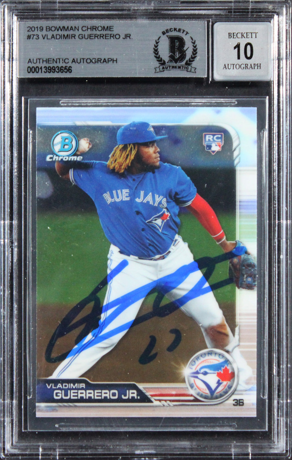 Blue Jays Vladimir Guerrero Jr. Signed 2019 Bowman #73 RC Card Auto 10! BAS Slab