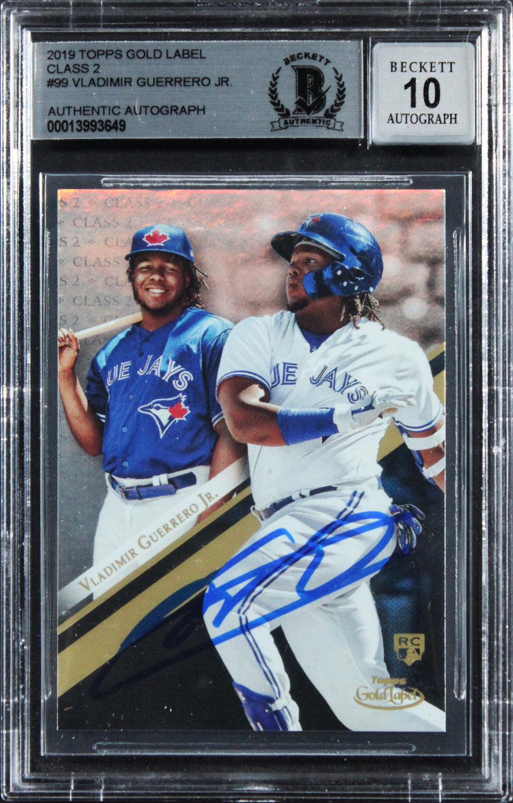 Blue Jays Vlad Guerrero Jr. Signed 2019 Topps #99 Rookie Card Auto 10! BAS Slab