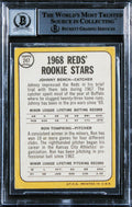 Reds Johnny Bench "68 NL ROY" Signed 1968 Topps #274A RC Card Auto 10! BAS Slab