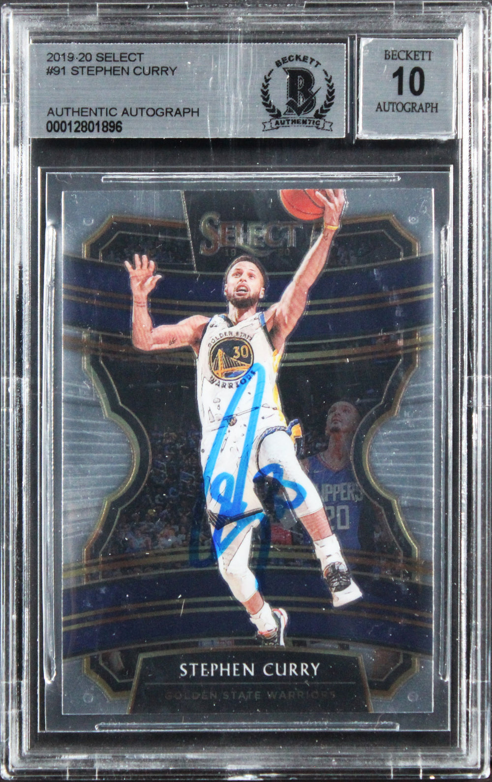 Warriors Stephen Curry Signed 2019 Select #91 Card Auto Grade 10! BAS Slabbed