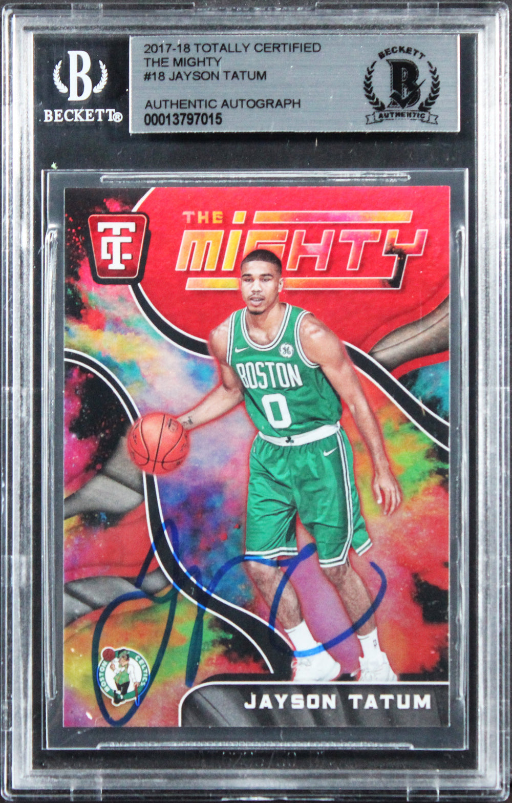 Celtics Jayson Tatum Signed 2017 Totally Certified #18 Rookie Card BAS Slabbed
