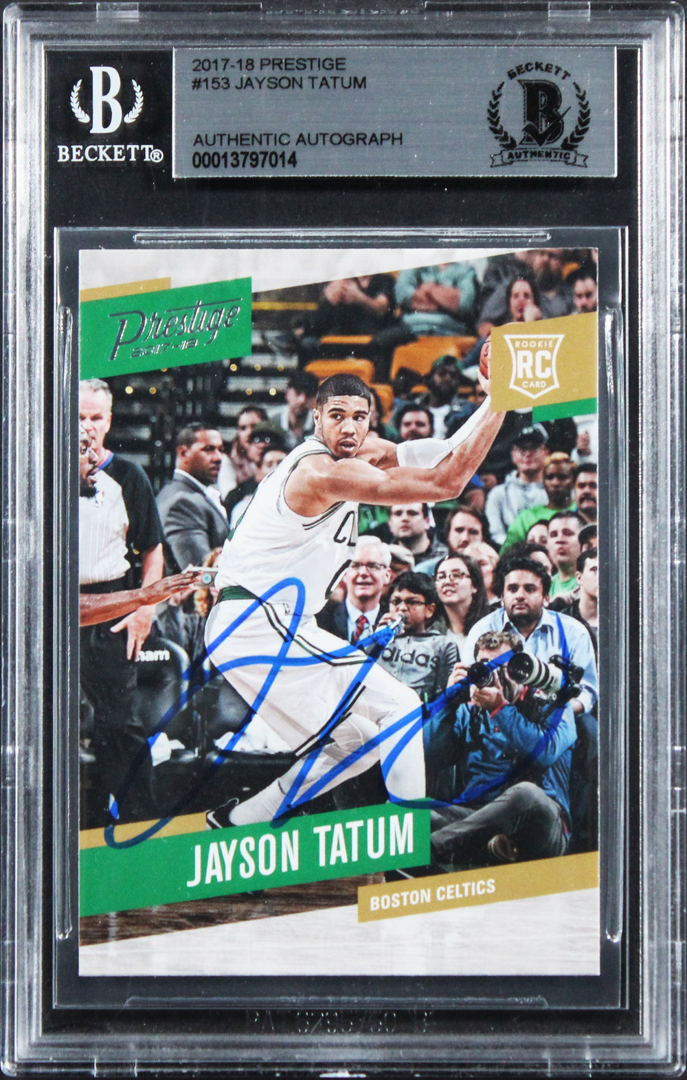 Celtics Jayson Tatum Authentic Signed 2017 Prestige #153 Rookie Card BAS Slabbed