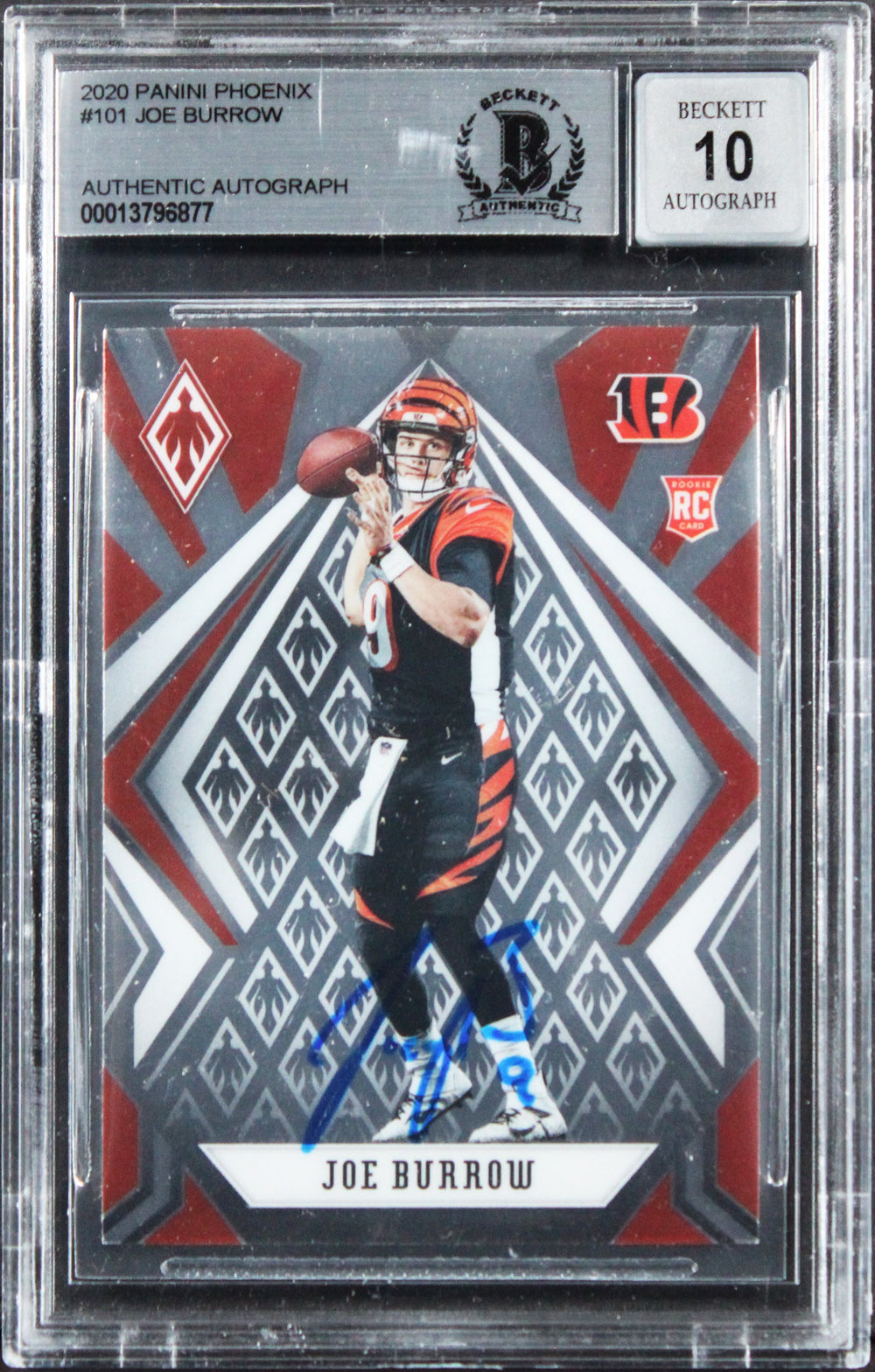 Bengals Joe Burrow Signed 2020 Panini Phoenix #101 Card Auto GM 10! BAS Slabbed