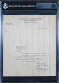 Notre Dame Knute Rockne Authentic Signed 8x9 1929 Letter Auto Graded 9! BAS Slab