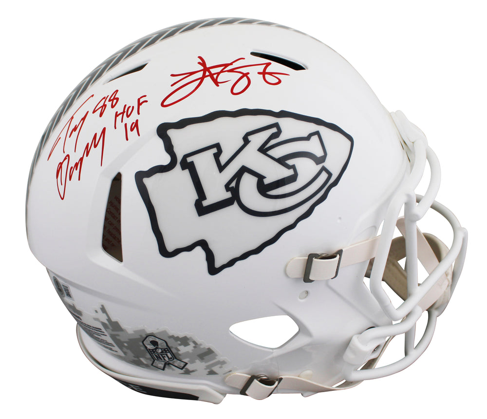 Chiefs Tony Gonzalez & Travis Kelce Signed STS III F/S Speed Proline Helmet BAS