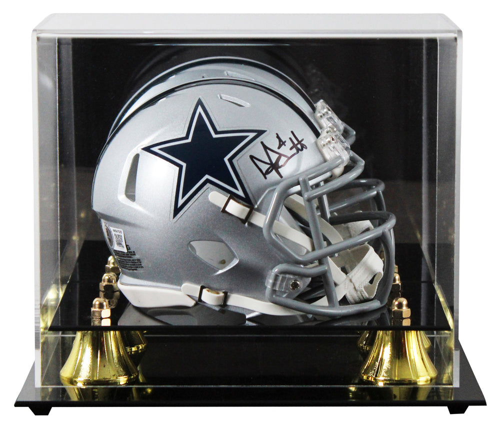 Cowboys Dak Prescott Signed Silver Speed Mini Helmet W/ Case BAS Witnessed
