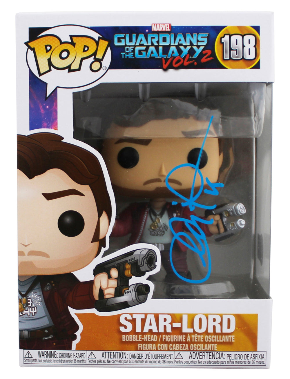 Chris Pratt Guardians of the Galaxy Signed #198 Funko Pop Figure BAS #BW46466