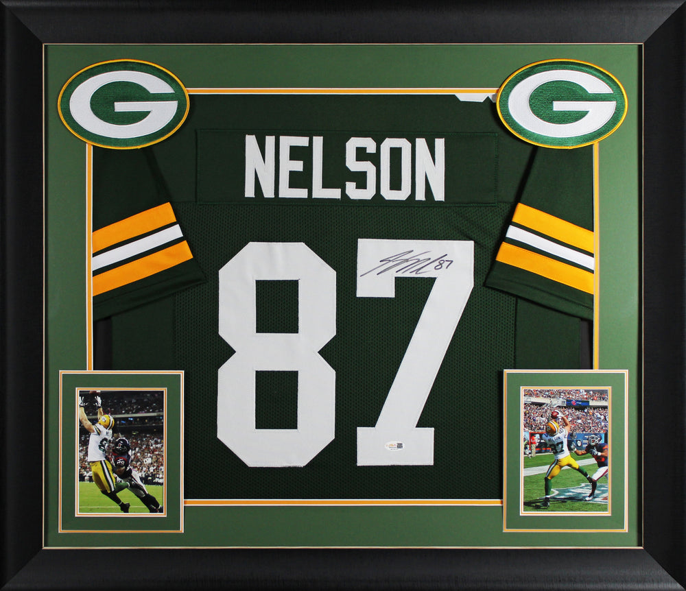 Jordy Nelson Authentic Signed Green Pro Style Framed Jersey JSA Witness
