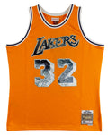 Lakers Magic Johnson Signed Yellow Diamond M&N 84-85 HWC Swingman Jersey BAS Wit