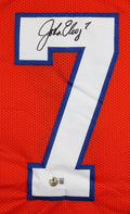 John Elway Signed Orange Throwback Pro Style Framed Jersey BAS Witnessed 2