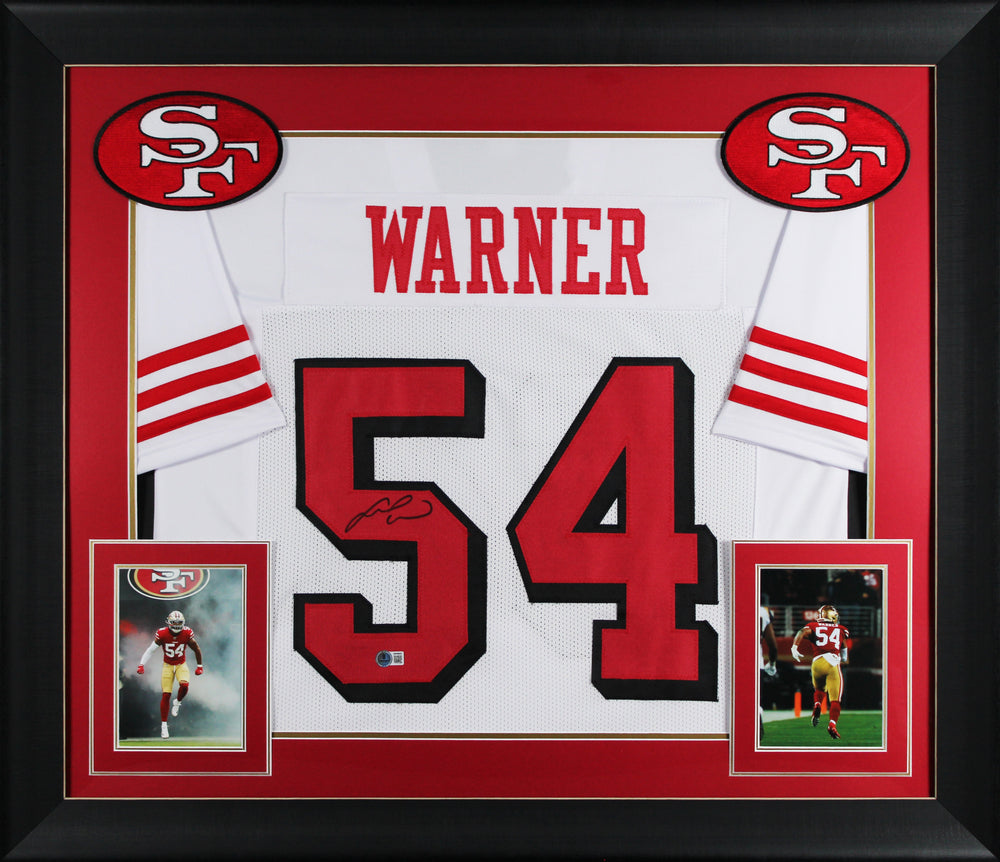 Fred Warner Authentic Signed White Pro Style Framed Jersey w/ Dropshadow BAS