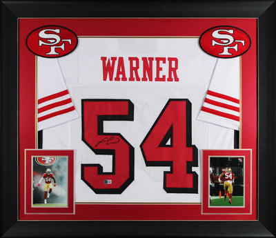 Fred Warner Authentic Signed White Pro Style Framed Jersey w/ Dropshadow BAS