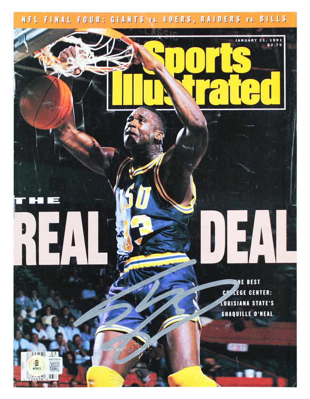 Lakers Shaquille O'Neal Signed January 1991 Sports Illustrated Magazine BAS Wit
