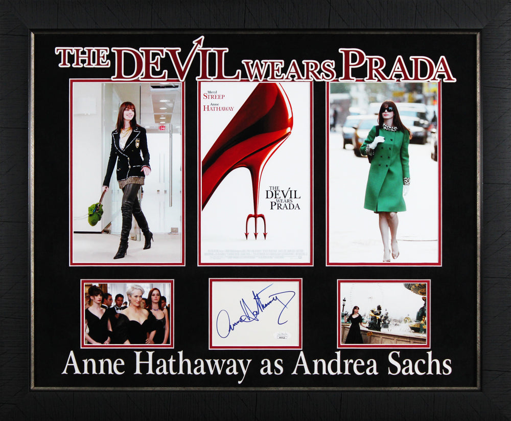 Anne Hathaway The Devil Wears Prada Signed & Framed 4x6 Index Card JSA #HH97629