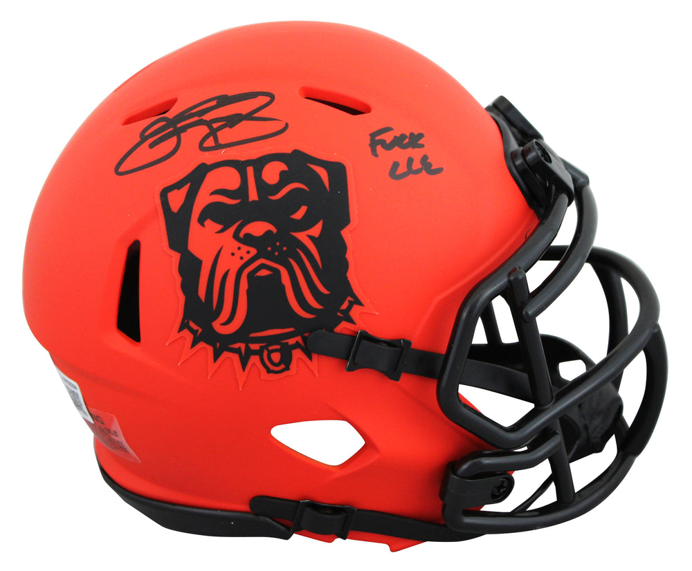 Browns Johnny Manziel "F*** CLE" Signed Rave Speed Mini Helmet BAS Witnessed