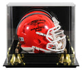 Browns Johnny Manziel "Cleveland Sucks" Signed Speed Mini Helmet W/ Case BAS Wit
