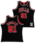 Bulls Dennis Rodman Signed Black M&N HWC Swingman Jersey w/ Black Sig JSA Wit