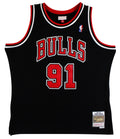 Bulls Dennis Rodman Signed Black M&N HWC Swingman Jersey w/ Black Sig JSA Wit